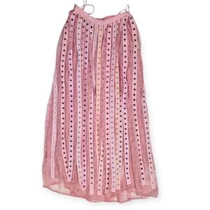 LEF T FIG Pink Lace Eyelet Grommet Ribbon Festival Punk Rave Skirt Sz 4 Left Fig